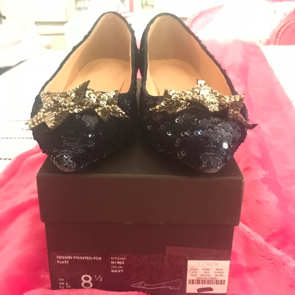 NWB J. Crew Navy Sequin Star Flats - Picture 5 of 8